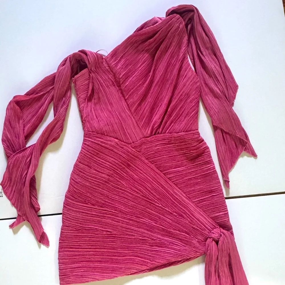 Cult Gaia Pink One-Shoulder Ruched Cocktail Dress ( brand new) - Picture 2 of 6
